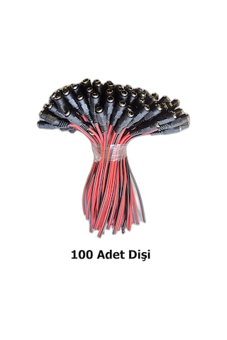 Dc Dişi Power Jack Güç Bağlantı Kablosu 100 Adet - Kamera Ve Led Adaptör Giriş Soketi- Siyah/kırmızı