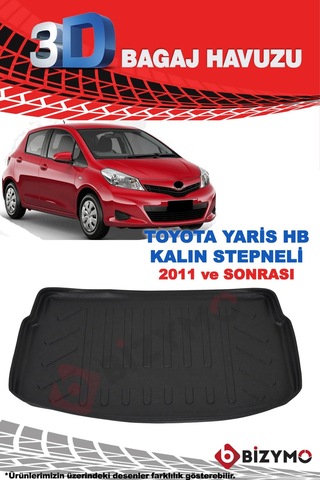 Toyota Uyumlu Yaris Hb Kalın Stepne 2011 ve Sonrası 3D Bagaj Havuzu Bizymo