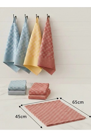 6lı Mutfak Kurulama Bezi 45x65 Cm Pötikare Desen Çok Renkli