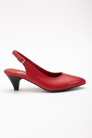 Analin Shoes Kadın Hakiki Deri Bilekten Bağlı Topuklu Ayakkabı Kırmızı
