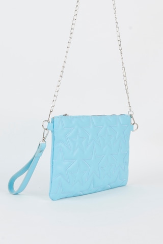 Vivaq Kadın Bebe Mavi Yıldız Nakışlı Suni Deri Bilek Ve Zincir Askılı Portföy El Ve Clutch Çanta