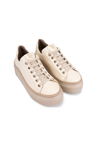 Tamer Tanca Kadın Hakiki Deri Bej Sneakers & Spor Ayakkabı 937 5022-09 Bn Ayk Y23 Bej Floter Bej