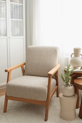 Nika Ahşap Berjer Bej