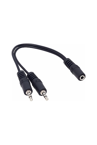 3.5 Mm Stereo Dişi-2 3.5 Mm Stereo Erkek 20 Cm Y Kablo