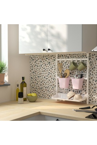 Renk Seçenekli Kutu, Açık Pembe Renk Askılı Kaşıklık 12x11 Cm Çok Amaçlı Düzenleyici