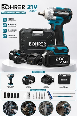 Böhrer Ba011350 Pro Çift Akülü 450nm Somun Sıkma Makinesi - Ağır Hizmet Tipi Kullanım Böhrer Ba011350 Pro Çift Akülü 450nm Somun Sıkma Makinesi - Ağır Hizmet Tipi Kullanım