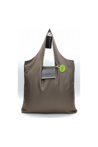 Kapsül Çanta Omuz Çantası Alışveriş Çantası Shopping Bag İnce Paraşüt Kumaş Kahverengi