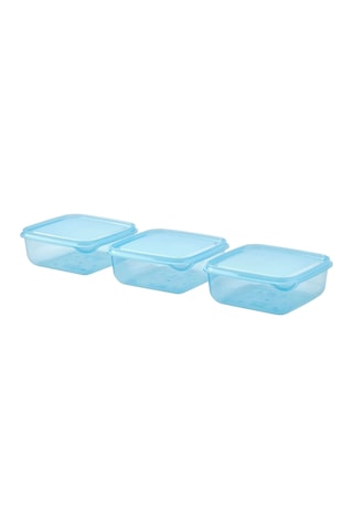 Ikea Pruta 3'lü Gıda Saklama Kabı Seti 600 Ml 14 X 14 X 6 Cm Şeffaf Turkuaz