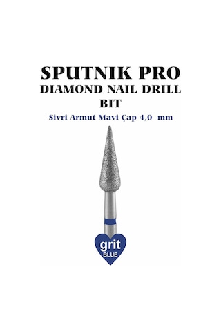 Elmas Sivri Armut Freze Mavi Çap 4,0mm