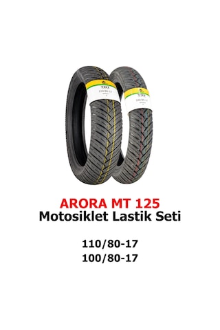 Arora Mt125 Motosiklet Lastiği 110/80-17 Tl Ve 100/80-17 Tl Missile Dubleks Set