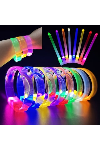 3 Modlu Pilli Led Işıklı Esnek Parti Bilekliği Sarı Çok Renkli