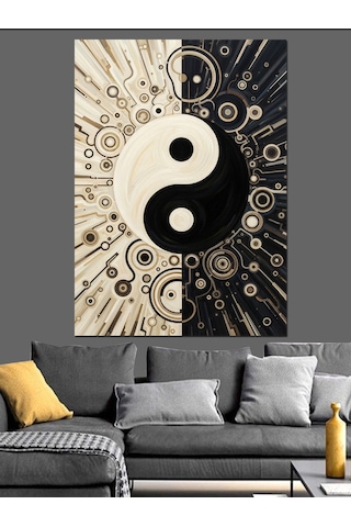 Ahşap Tablo Ying Yang Kozmik Denge Tasarımı Hayvan Tabloları