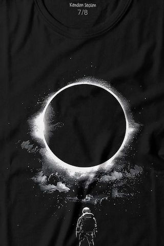 Kendim Seçtim Ay Üzerinde Kara Delik Dünyaya Abkan Astronot Cosmos Baskılı Tişört Çocuk T-shirt 001