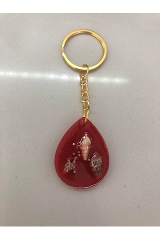Lim10lubahce Kırmızı Deniz Kabuklu Anahtarlık Kırmızı