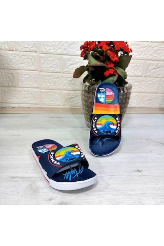 Calx 319 Lacivert-beyaz 3d Baskılı Erkek Çocuk Terlik Lacivert - Beyaz