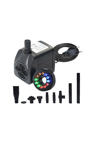 Aubyhe 15w 1000l/h Renkli 12 Led Işıklı Suda Dalgalanabilir Pompa, 1.5m Yükseklik, 2m Kablolu, 9 Fiş Seti, Sünger Tabanlı, Akvaryum Bahçe Havuz İçin