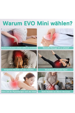 Evo Mini Katlanabilir Masaj Tabancası - 90 Dönebilir, 5 Aparat, 11 Saat Pil, Kademesiz Olarak Ayarlanabilir, Sırt, Boyun Ve Vücut İçin Kas Masajı