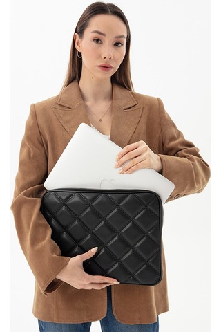 Macbook Neo Air Pro 13 & 14 İnç Uyumlu Kapitone Laptop Kılıfı Siyah Siyah