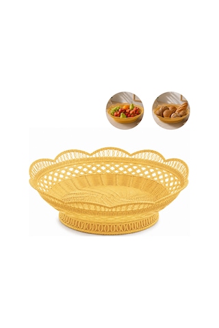Plastik Dantel Desenli Ekmek, Meyve Sepeti-418 Sarı