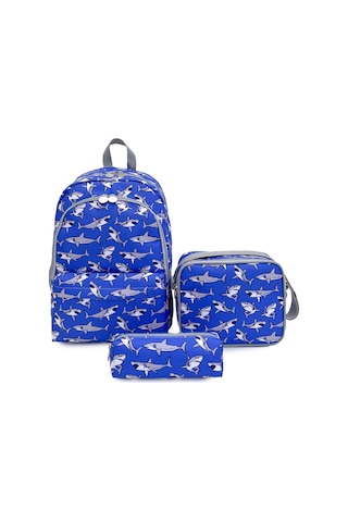 Superbag Erkek Çocuk Ilkokul Çantası Balık Desenli Sırt Çantası Beslenmelik Ve Kalemlik 3'lü Set