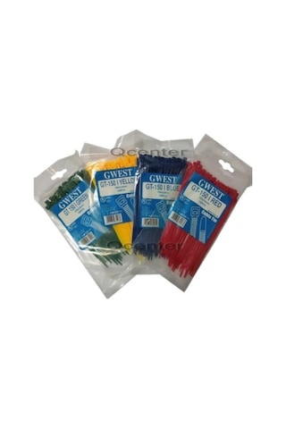 Gwest 3.6X150Mm 15Cm Renkli Plastik Cırt Kelepçe Kablo Bağı Sarı+Kırmızı+Mavi+Yeşil