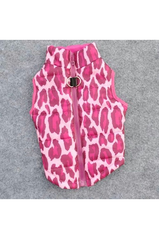 Köpek İçin Pembe Leopar Mont Yağmurluk Pet Kıyafet Su Geçirmez