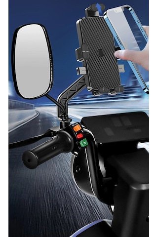 Motorsiklet Atv Otomatik Tuşlu Motosiklet Ayna Telefon Tutucu Tutacağı