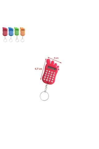 Kırmızı Ayak Şekilli Mini 8 Haneli Hesap Makinesi Anahtarlık 1 Adet Ebat: 6.7 CM x 4 CM