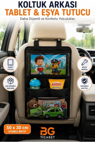 Araç İçi Tablet Tutucu Koltuk Arkası Organizer Araba Oto Çocuk Çok Bölmeli Organizer Cepli Eşya Düzenleyici