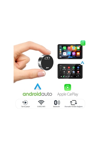 Juo Kablosuz Carplay Android Auto Kabloludan Kablosuza Çevirici Usb Ve Type-c Adaptör
