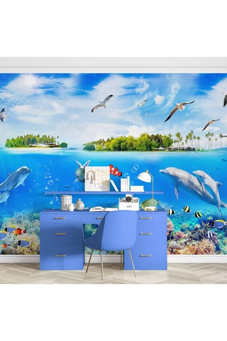 Ada Ve Deniz Altı Hayvanlar Duvar Kağıdı 1 M²