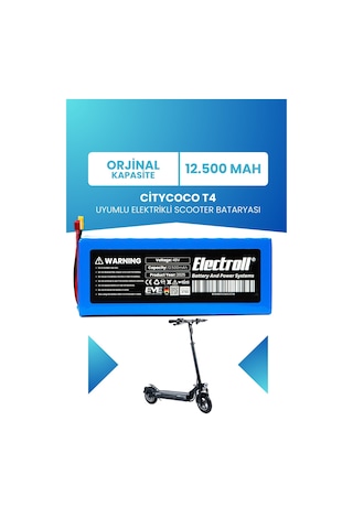 Citycoco T4 Uyumlu Batarya Standart Kapasite 48v 12.5ah Elektrikli Scooter Bataryası Mavi