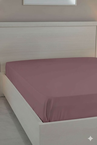 %100 Pamuk Ranforce Premium Çift Kişilik Çarşaf - Gül Kurusu Gül Kurusu
