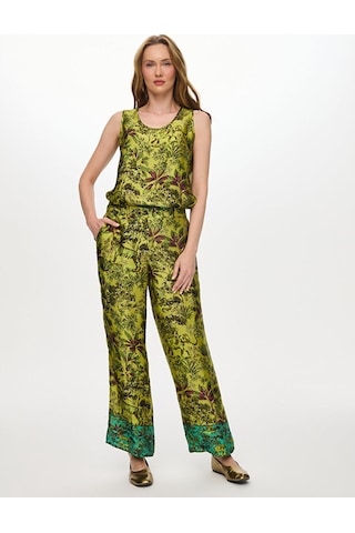 Faik Sönmez Beli Lastikli Jungle Desen Wıdeleg Fit Viskon Pantolon W27pnt004 Uw27pnt004196 Matcha