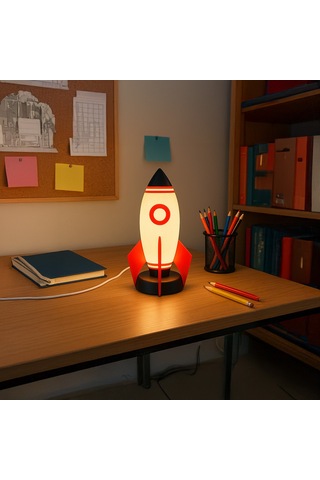 Roket Şekilli Masa Lambası Beyaz