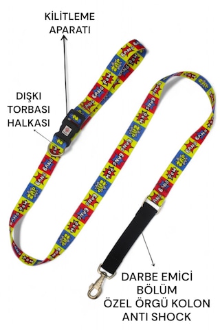 Caramelos Köpek Gezdirme Tasması, Bağlama Kilitli, Anti Shock Bbn Çok Renkli