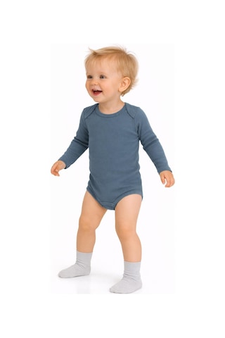 Civil Baby 3 Lü Basıc Uzun Kol 0-36 Ay Çıtçıtlı Badi - Gri Açık Gri