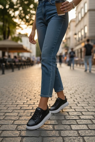 Enoch Kadın Platform Tabanlı Sneaker Günlük Rahat Spor Ayakkabı Siyah Beyaz