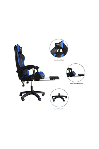 Fashcolle Blue Star Işıklı - Masaj Özellikli Oyuncu Koltuğu Mavi-siyah