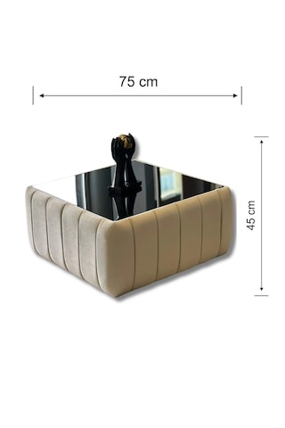 Most Line Cam Orta Sehpa 04 Bej Kadife Kumaş Evinize Teslim