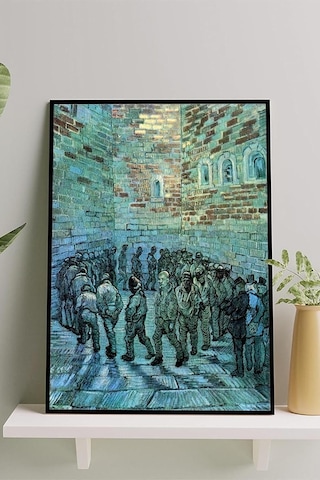 Pster14784 Tutuklular Çemberi - Van Gogh Sanatsal Çerçeveli Tablo 30 X 40