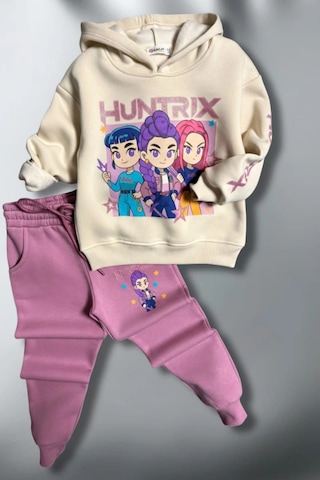 Koçak Kids 3 İplik Huntrix Kız Çocuk Eşofman Takım Pembe
