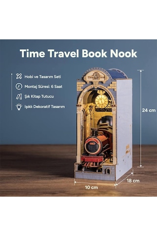 Rolife Tgb04 Time Travel Kitap Köşesi Book Nook Dıy Minyatür Maket Model Seti Mini Dollhouse 3d Model Kit Detaylı Dekoratif Hobi Seti 3d Puzzle Tiny House