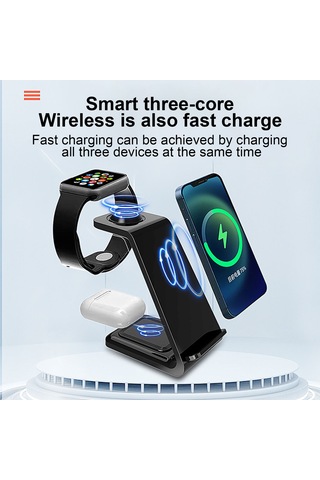 Ximistore9 3'lü Kablosuz Şarj Aleti Telefon Dikey Stant 20w Hızlı Şarj Beyaz