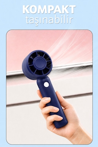 Turbo 3 Mod Şarjlı El Fanı 3 Kademe Seyahat Masaüstü Vantilatör Taşınabilir Mini Fan Mavi F130
