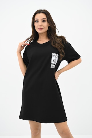 Kadın Baskılı Oversize T-shirt Elbise 5218-24 Renkli