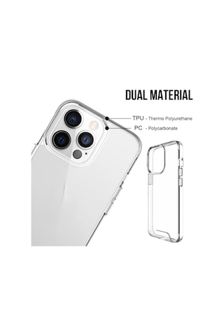 Smcase Apple Uyumlu iPhone 14 Pro Kılıf Transparent Acrylic Tpu Gard Sert Kapak Nano Ekran Koruyucu