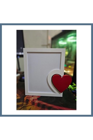 Buradabulabilirsin 3d Baskı Kalp Detaylı Fotoğraf Çerçevesi Masaüstü Romantik Çift Fotoğraf Çerçevesi Beyaz Kırmızı Bbz
