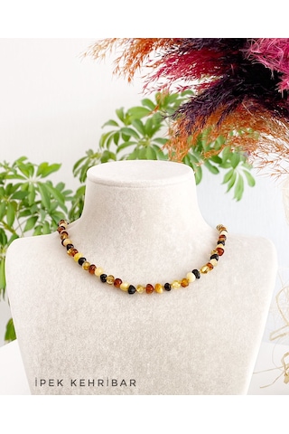 İpek Kehribar Multi Color Sertifikalı Hakiki Baltık Kehribar Bebek Diş Kolyesi