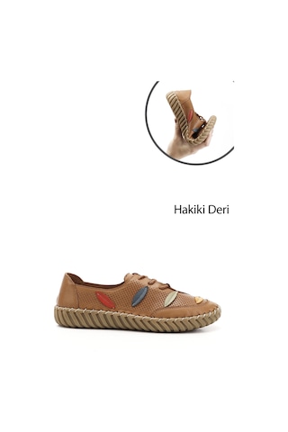 Gönderi(R) Gönderi R Taba Antik Dolgu Taban Bağcıklı Hakiki Deri Comfort Ayakkabı Taba